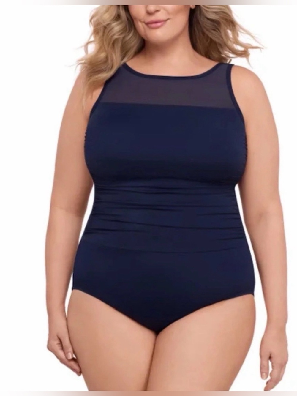 Miradonna By Miraclesuit One Piece Bathing Suit Blue Size 8 Tummy Control NWT